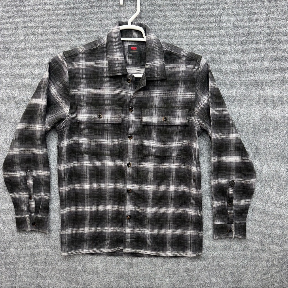 Levi's Flannel long sleeve shirt Men's‎ size S Small shaket gray plaid